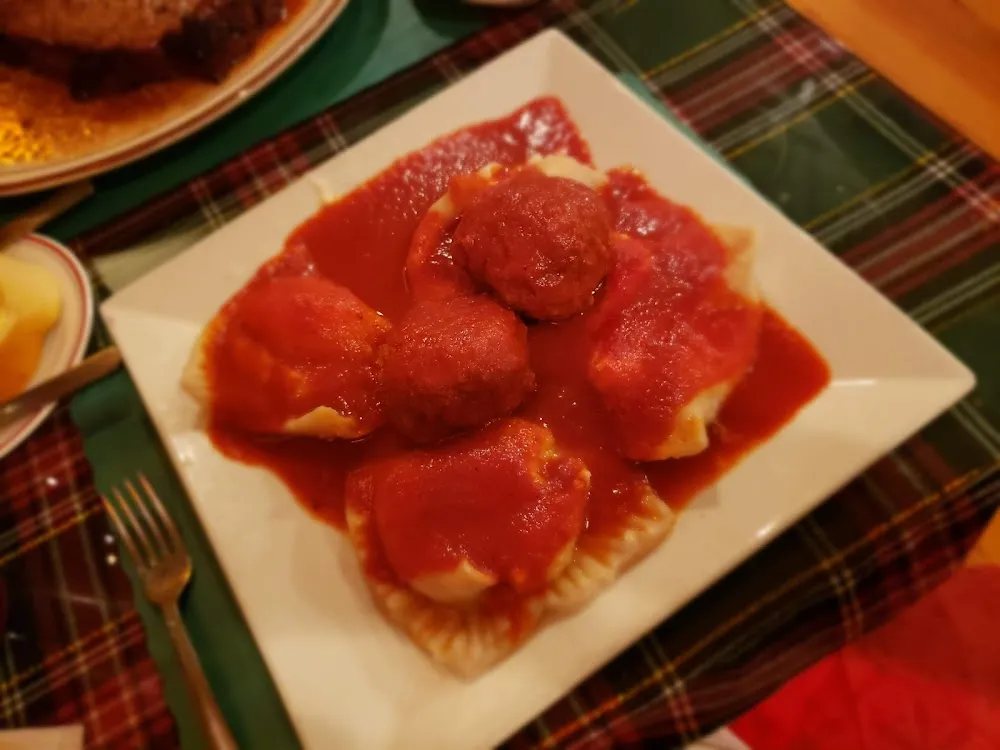 Homemade Cheese Ravioli with Meatballs